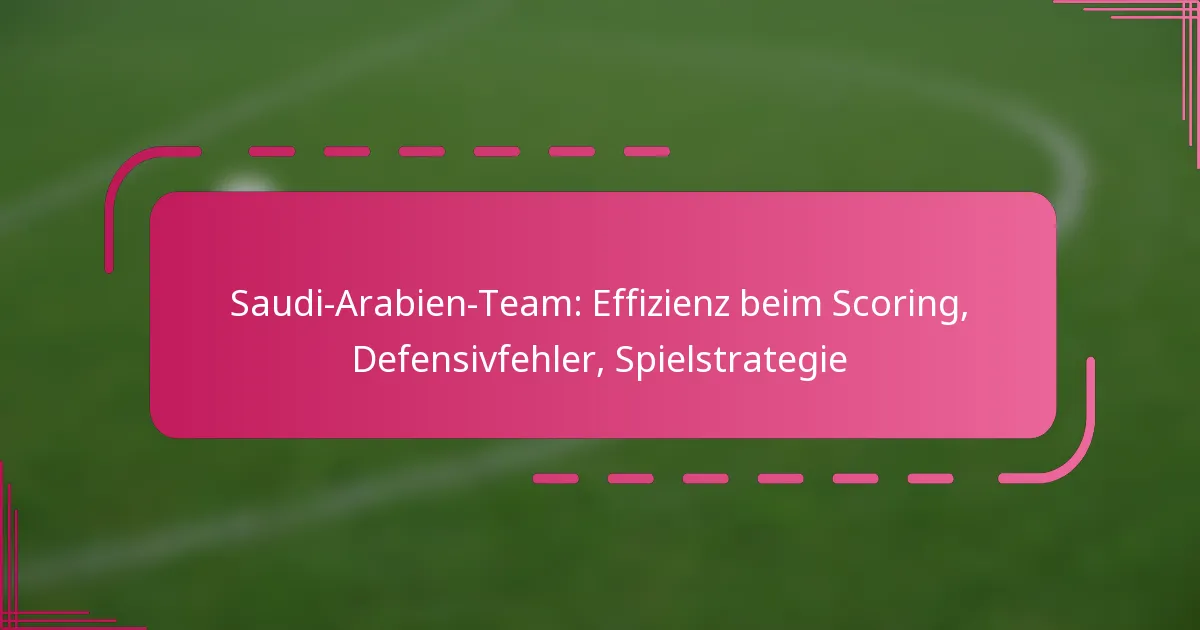 Saudi-Arabien-Team: Effizienz beim Scoring, Defensivfehler, Spielstrategie