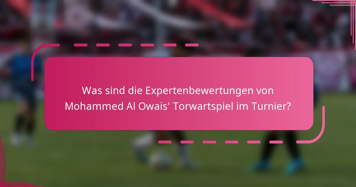 Was sind die Expertenbewertungen von Mohammed Al Owais' Torwartspiel im Turnier?