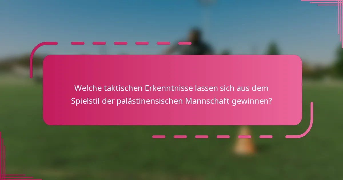 Welche taktischen Erkenntnisse lassen sich aus dem Spielstil der palästinensischen Mannschaft gewinnen?