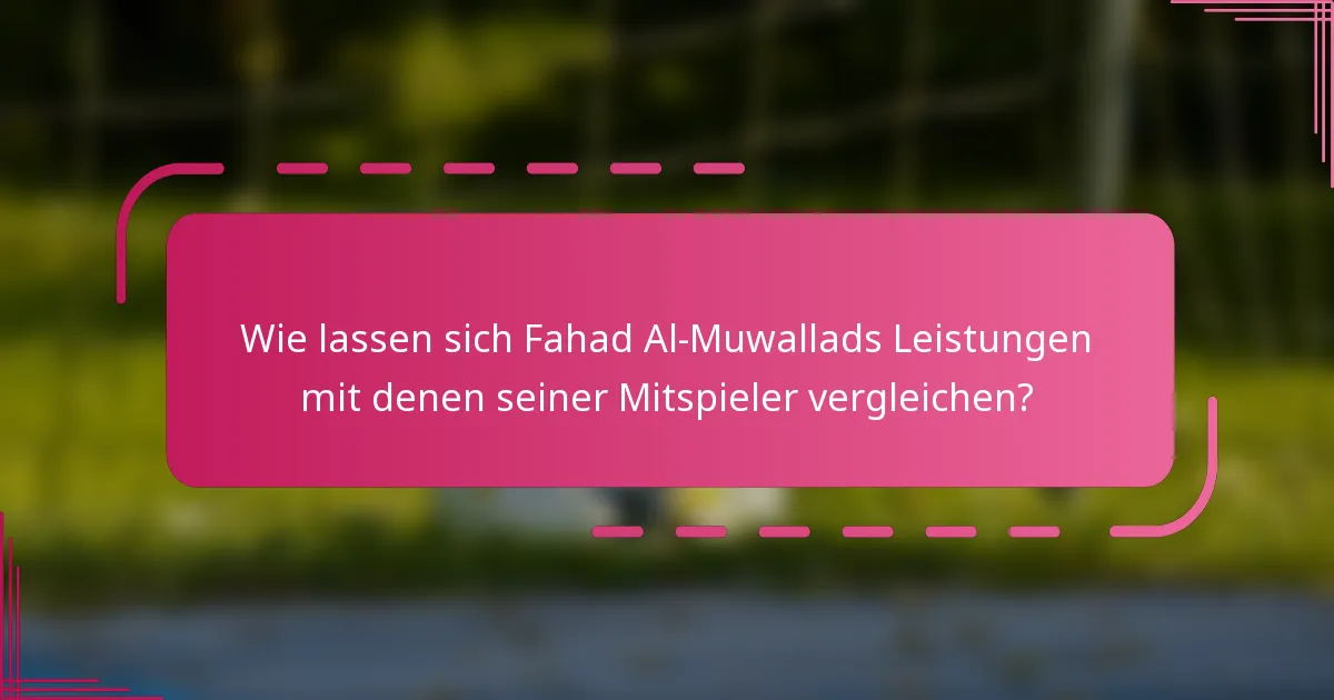 Wie lassen sich Fahad Al-Muwallads Leistungen mit denen seiner Mitspieler vergleichen?