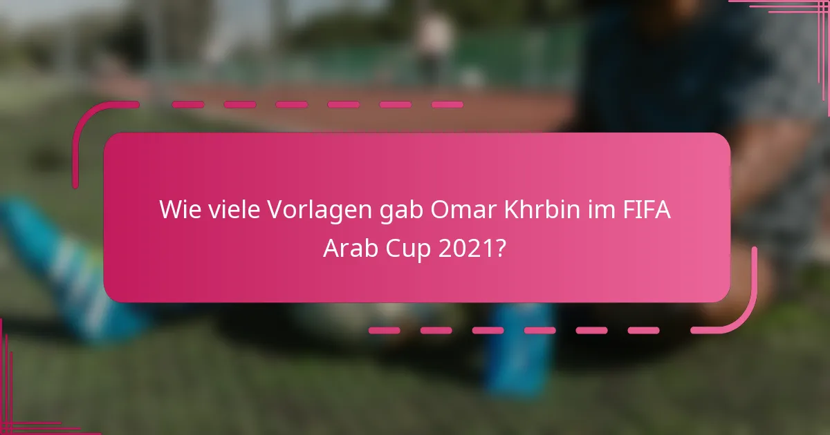 Wie viele Vorlagen gab Omar Khrbin im FIFA Arab Cup 2021?